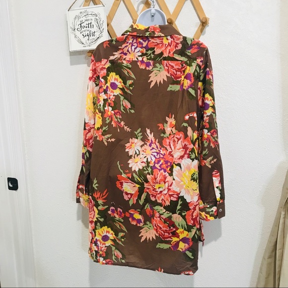 Soft Surroundings "Flora Tunic" Brown Floral Sz PL - Picture 8 of 10